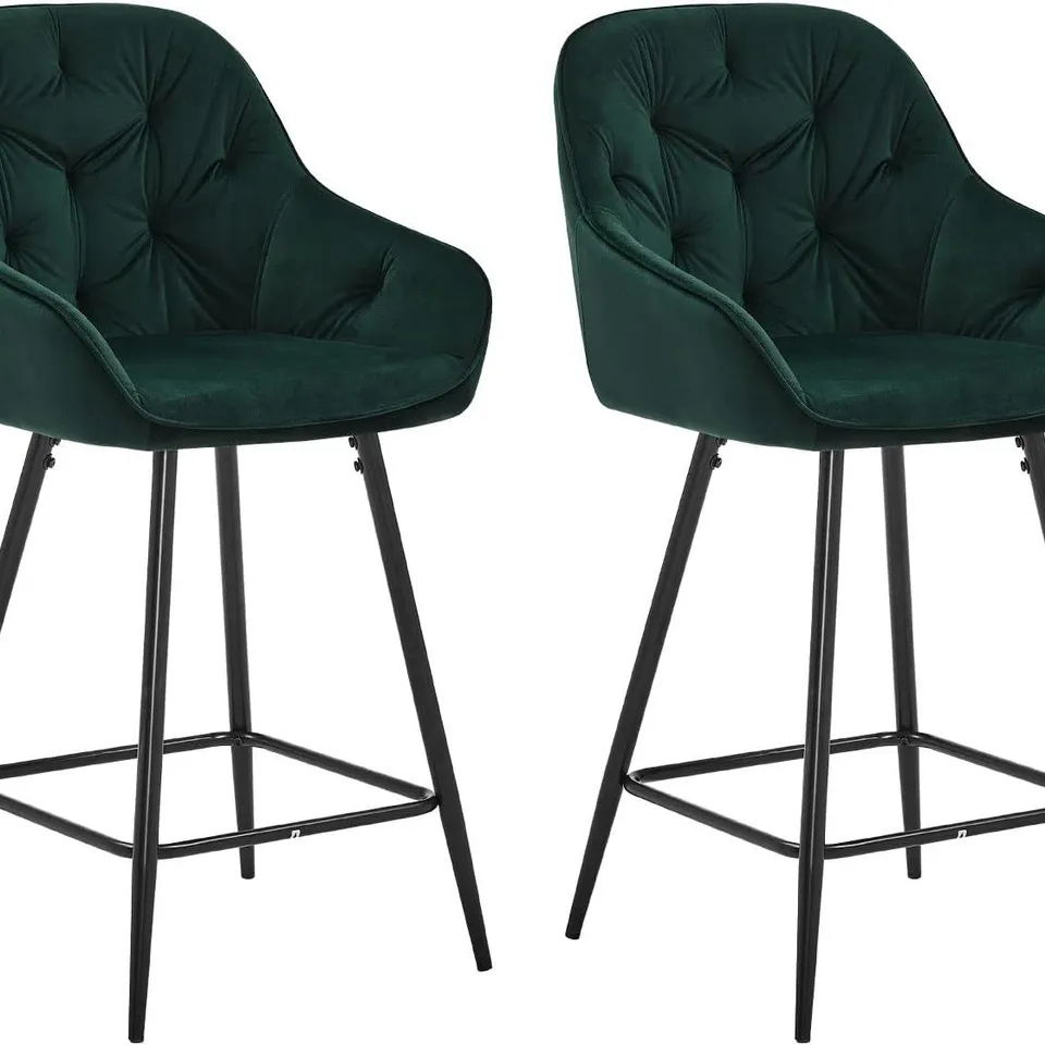 BOXED GREEN VELVET BARSTOOLS