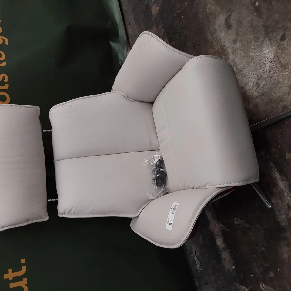 QUALITY BRITISH DESIGNER G PLAN OSLO POWER RECLINING SWIVEL CHAIR CAMBRIDGE CHALK LEATHER 