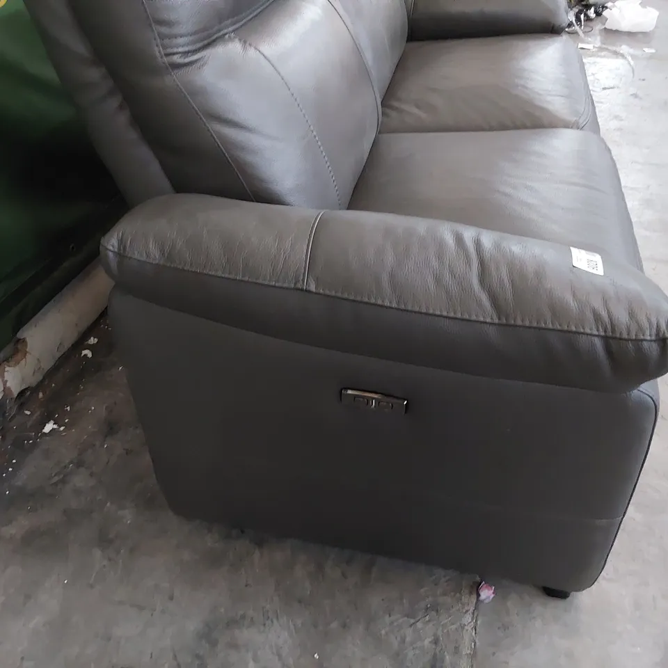 DESIGNER DYNAMIC POWER RECLINING THREE SEATER SOFA DARK GREY LEATHER 