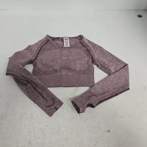GYMSHARK LONG SLEEVE CROPPED TRAINING TOP IN FLEX PURPLE - S
