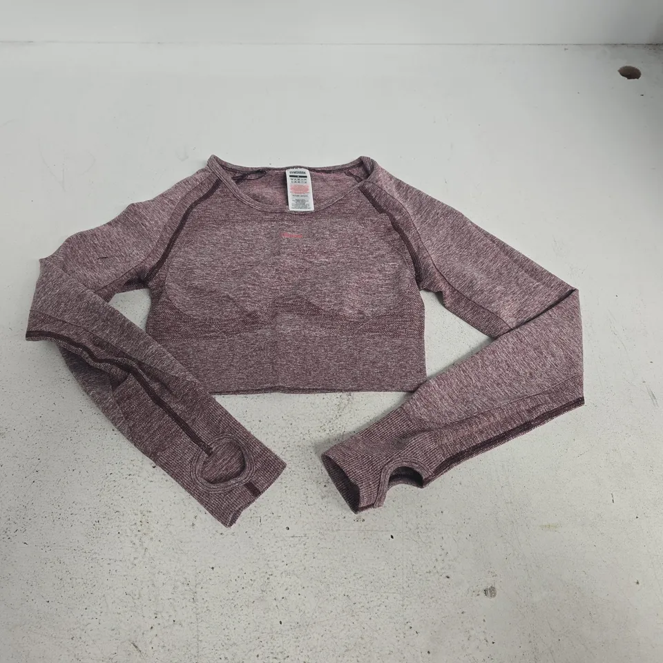 GYMSHARK LONG SLEEVE CROPPED TRAINING TOP IN FLEX PURPLE - S