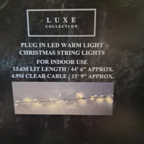 BRAND NEW BOXED LUXE COLLECTION PLUG IN LED WARM LIGHT CHRISTMAS STRING LIGHTS