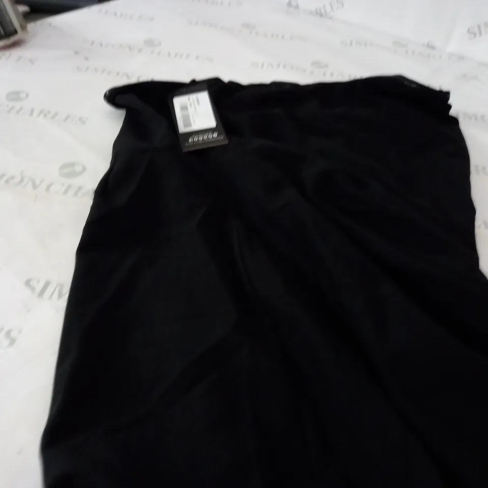 CLUB L BANDEAU RUFFLE MAXI DRESS IN BLACK - UK 14