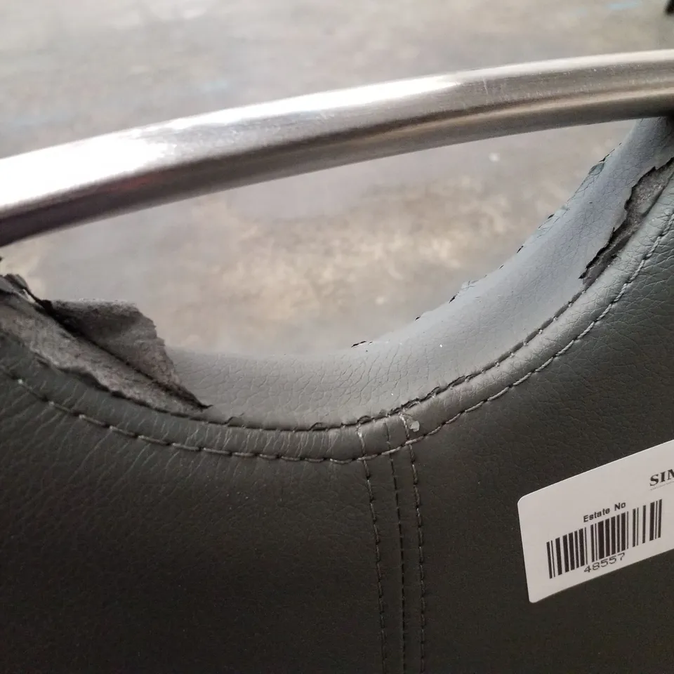 DARK GREY FAUX LEATHER DINING CHAIR 