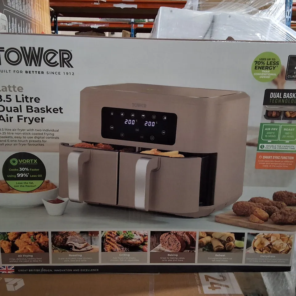 BOXED TOWER 8.5 LITRE DUAL BASKET AIR FRYER OVEN – BLACK (T17137MSH)