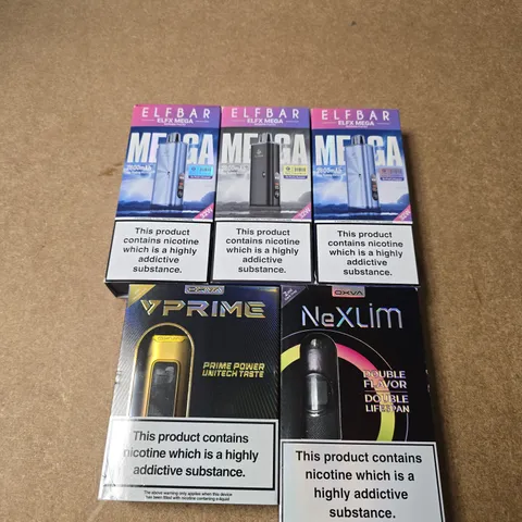APPROXIMATELY 15 ASSORTED E-CIGARETTE PRODUCTS TO INCLUDE - ELFBAR, OXVA ETC