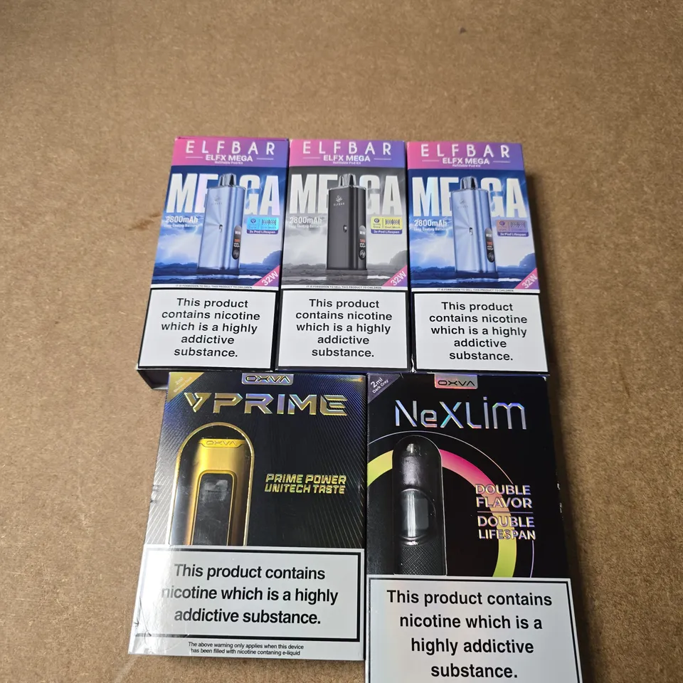 APPROXIMATELY 15 ASSORTED E-CIGARETTE PRODUCTS TO INCLUDE - ELFBAR, OXVA ETC
