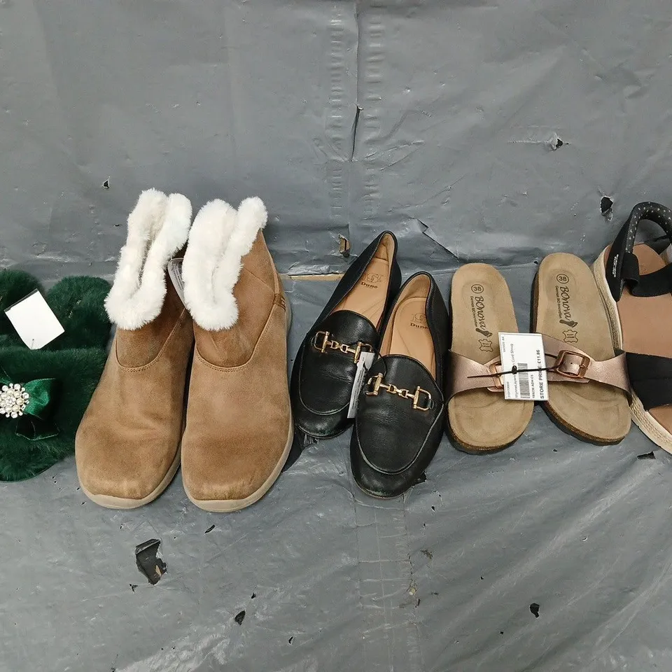 APPROXIMATELY 10 UNBOXED PAIRS OF ASSORTED SHOES IN VARIOUS STYLES, AND SIZES