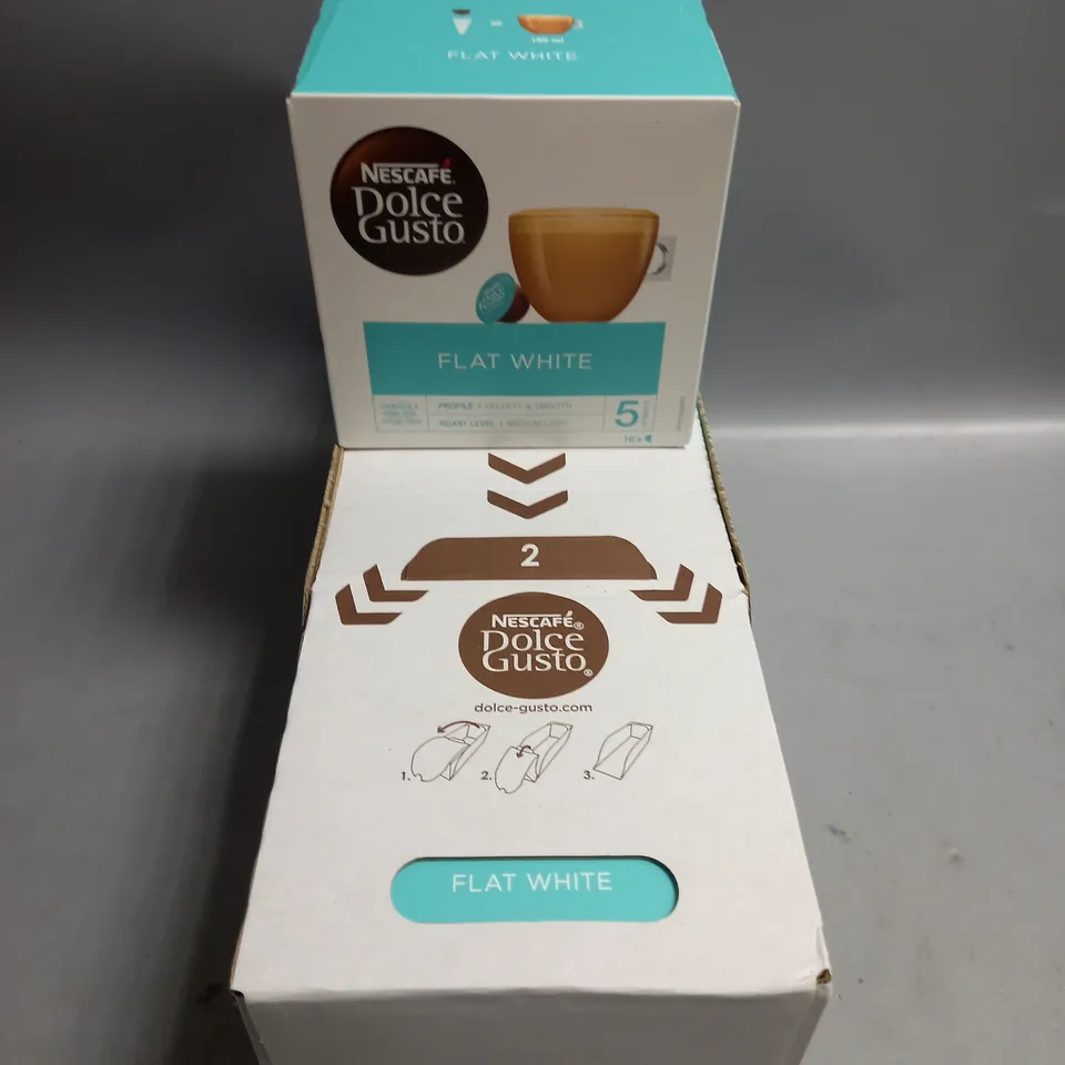 LOT OF 3 BOXES OF NESCAFE DOLCE GUSTO FLAT WHITE COFFEE CAPSULES 16 PER BOX