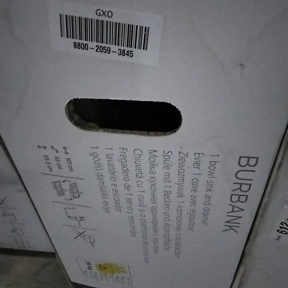 BOXED BURBANK 1 BOWL SINK AND DRAINER 