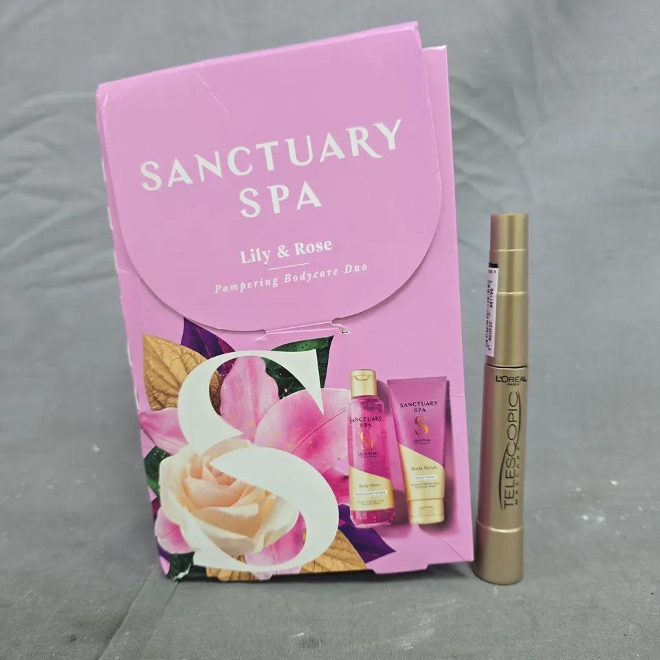 BOX OF APPROXIMATELY 10 ASSORTED HOUSEHOLD ITEMS TO INCLUDE MASCARA, BODYCARE DUO, ETC - COLLECTION ONLY