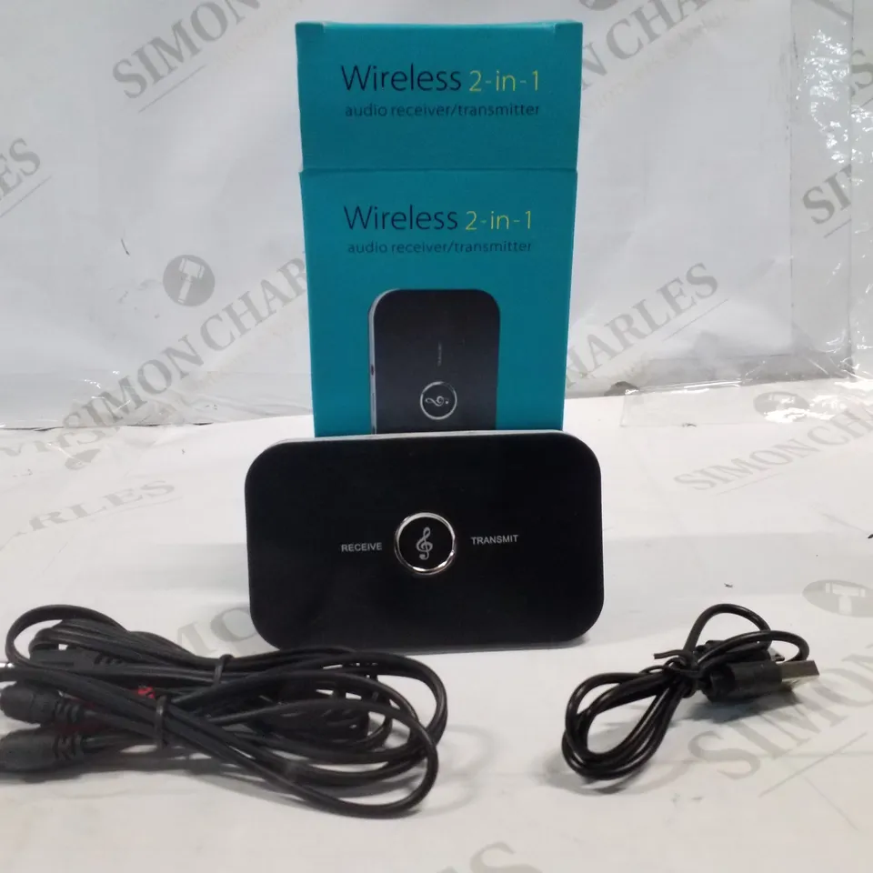BOX CONTAINING APPROXIMATELY 34 WIRELESS 2-IN-1 AUDIO RECEIVER/TRANSMITTER