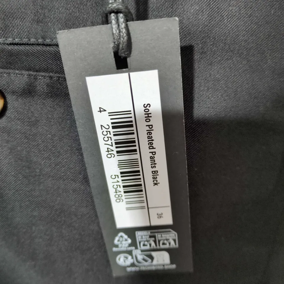 PROHIBITED PLEATED TROUSERS, BLACK – SIZE 36