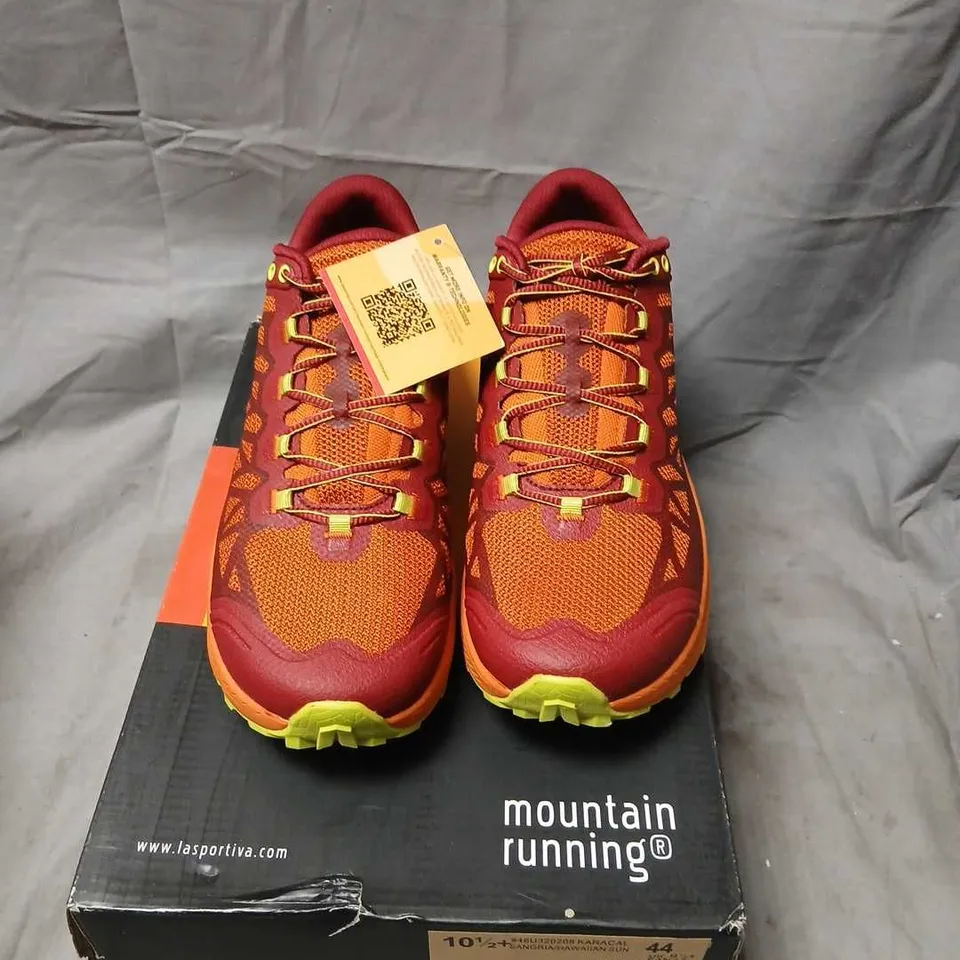 LA SPORTIVA KARACAL TRAIL RUNNING SHOES – SANGRIA/HAWAIIAN SUN – UK 9.5