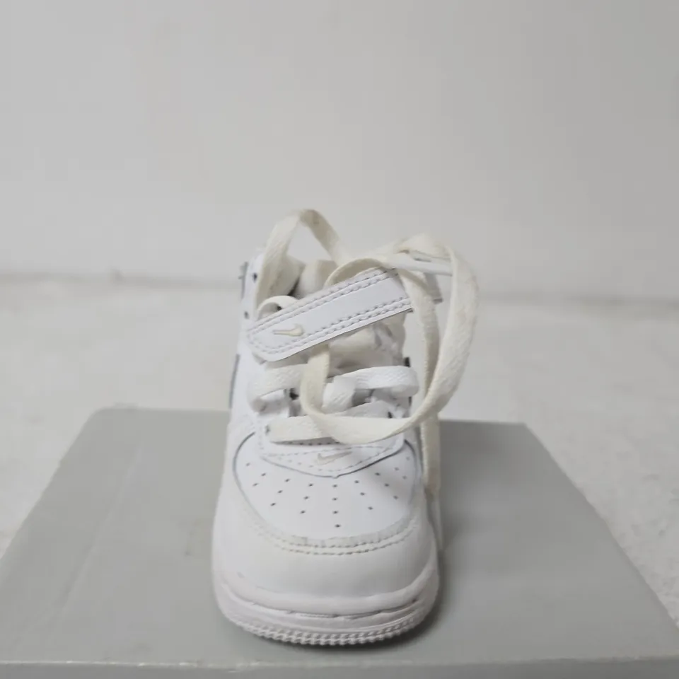 BOXED PAIR OF NIKE FORCE 1 MID TD TODDLER SNEAKERS – WHITE, UK 3.5