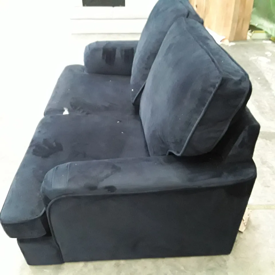 QUALITY DESIGNER MARCANTONIO 2 SEATER SOFA - BLUE FABRIC
