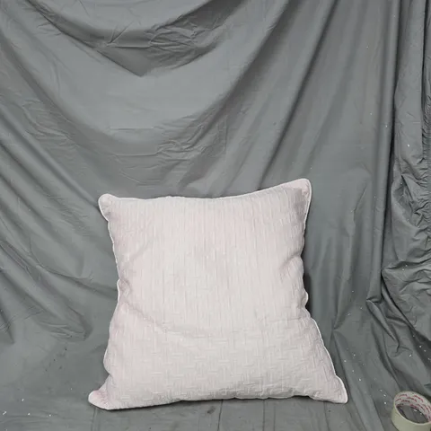 DECORATIVE PINK CUSHION – SQUARE, TEXTURED FABRIC