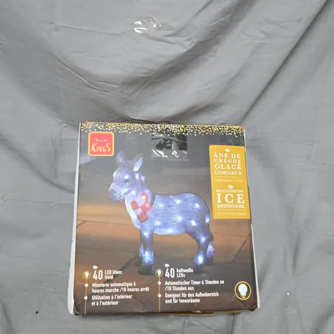 BOXED THREE KINGS INLIT ICE NATIVITY DONKEY