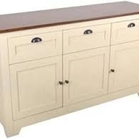 BOXED DEVON LARGE SIDEBOARD - IVORY/WALNUT (2 BOXES)