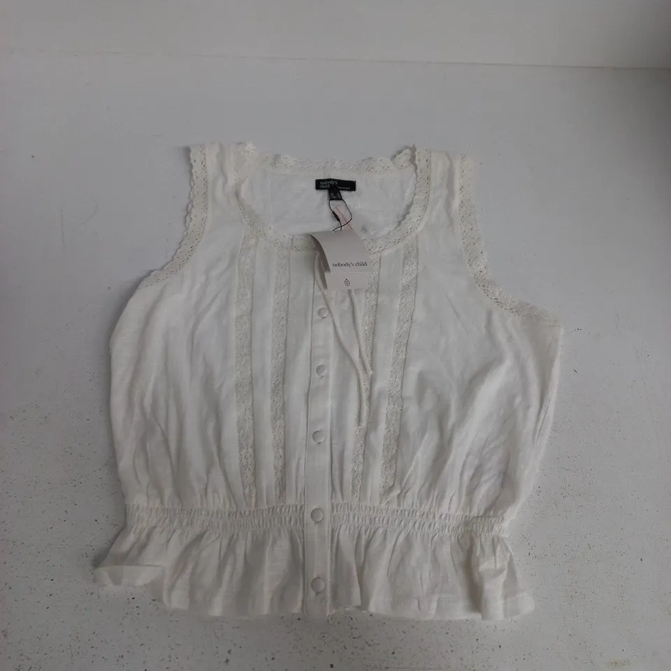 NOBODYS CHILD PRAIRIE BLOUSE IN JERSEY WHITE - UK 14