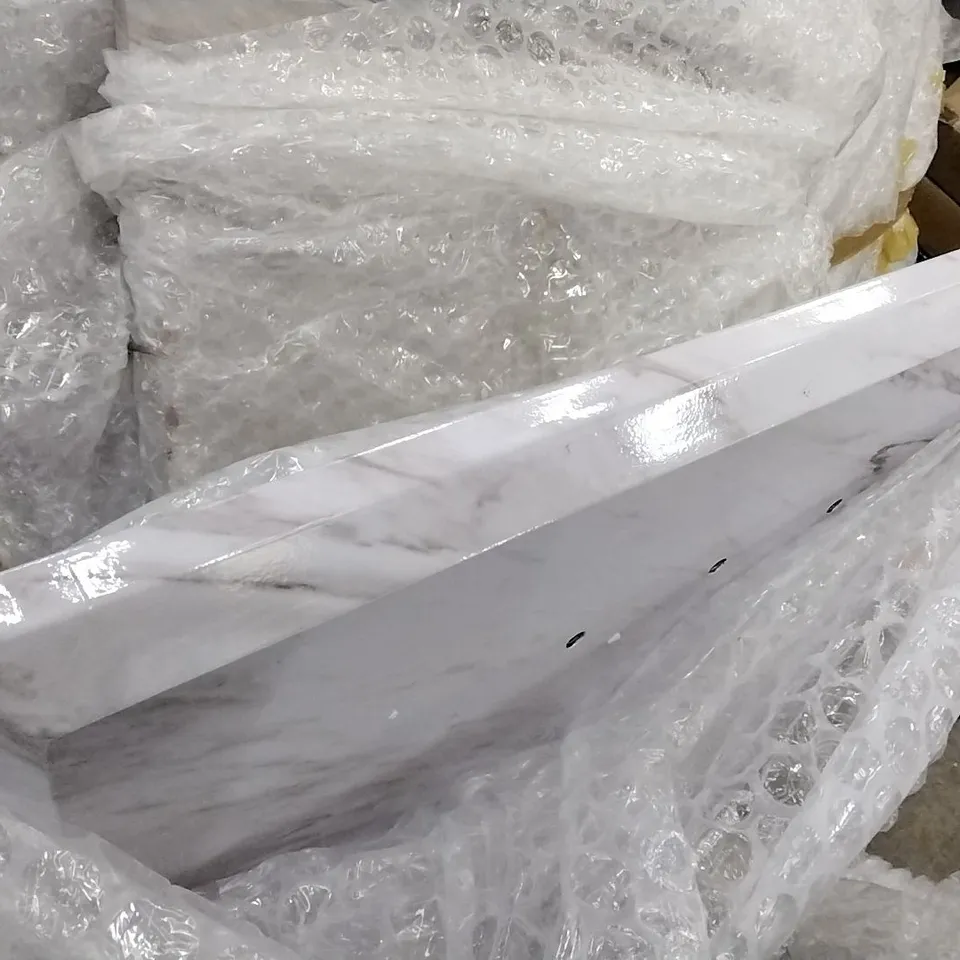 DESIGNER WHITE MARBLE EFFECT TABLE TOP END SECTION 