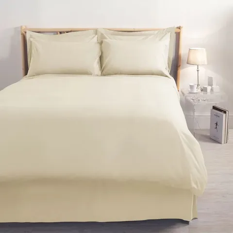 SLEEP&DREAM KING LUXURY PERCALE PLAIN DYED BEDLINEN - BISCUIT 