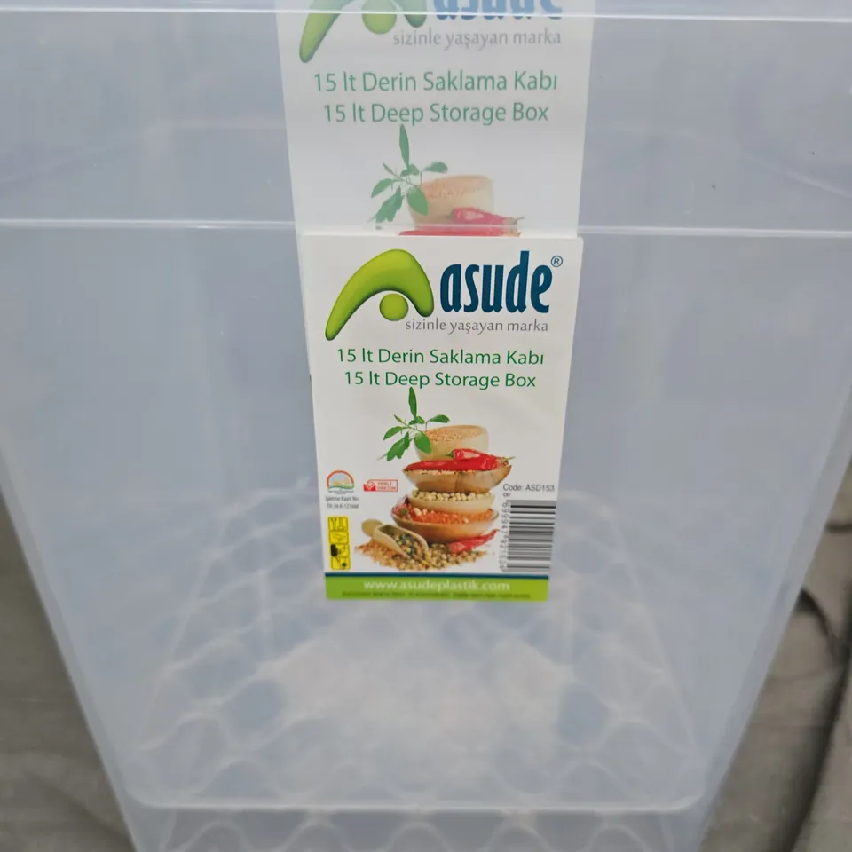 2 ASUDE 15 L DEEP STORAGE BOXES – CLEAR PLASTIC