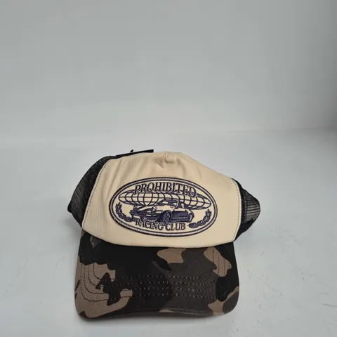 PROHIBITED RACECORE TRUCKER CAP CREAM/CAMOUFLAGE β ONE SIZE