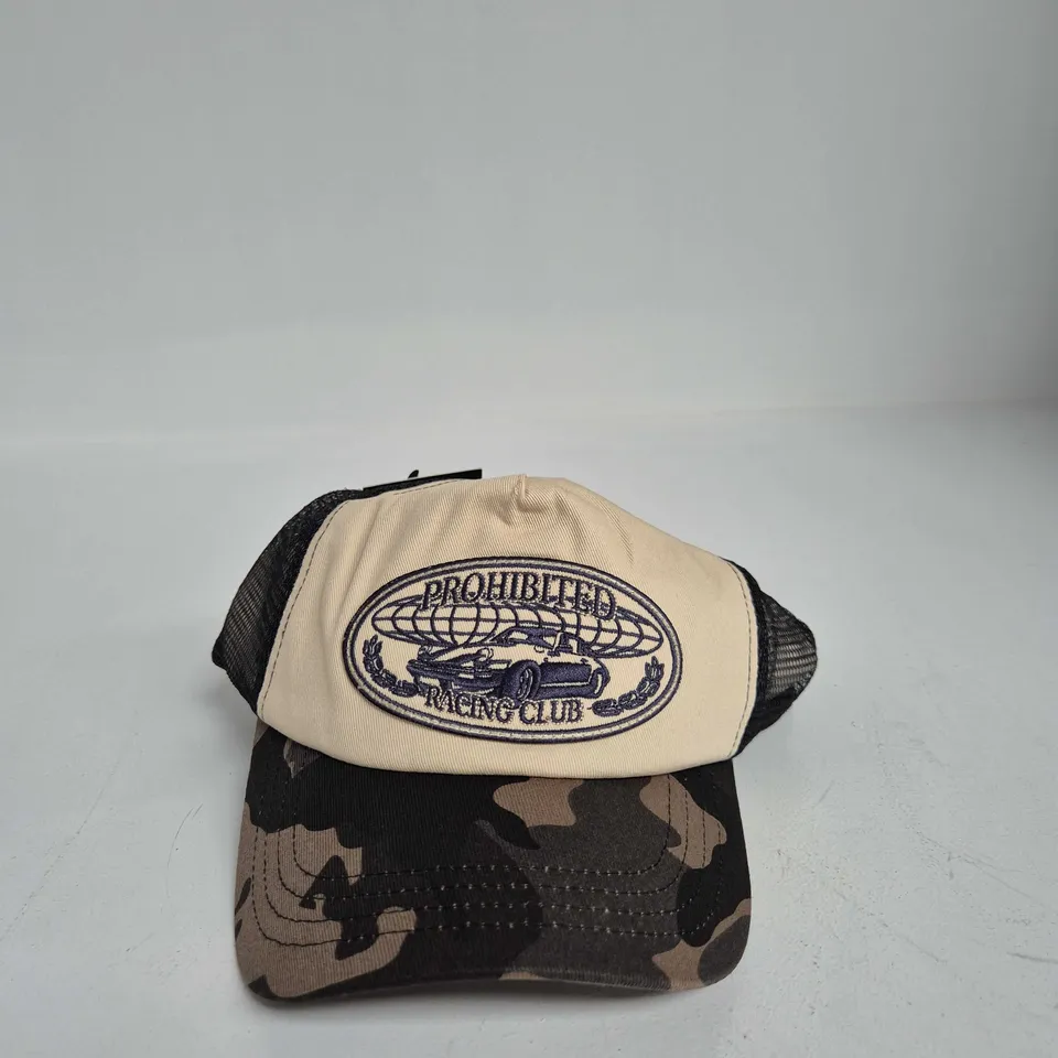 PROHIBITED RACECORE TRUCKER CAP CREAM/CAMOUFLAGE – ONE SIZE