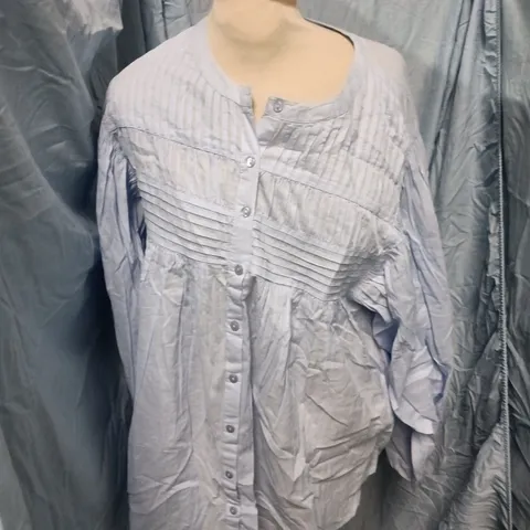 ROMAN WOMENβS LIGHT BLUE SHIRT, UK SIZE 12, PLEATED FRONT DETAIL