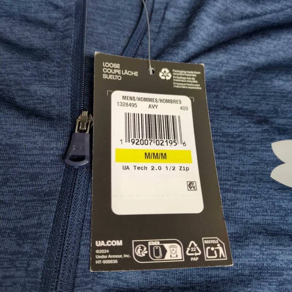 UNDER ARMOUR UA TECH 2.0 1/2 ZIP TOP – NAVY, MEN'S, SIZE M