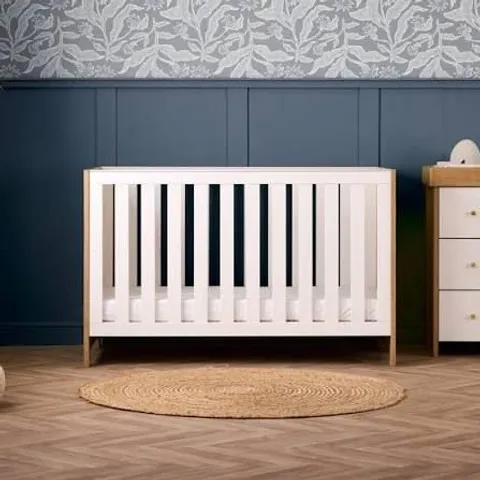 BOXED OBABY NIKA COT BED - WHITE & OAK (2 BOXES)