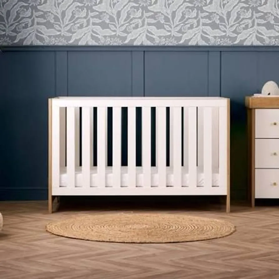 BOXED OBABY NIKA COT BED - WHITE & OAK (2 BOXES)
