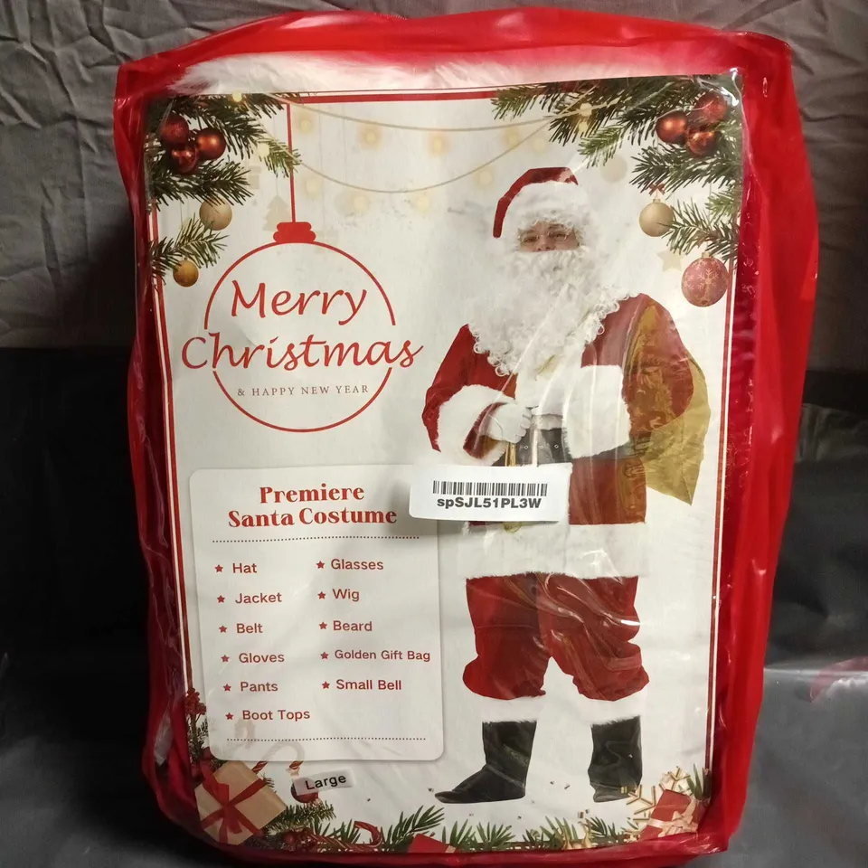 PREMIERE SANTA COSTUME – LARGE (HAT, JACKET, BELT, GLOVES, PANTS & BOOT TOPS)