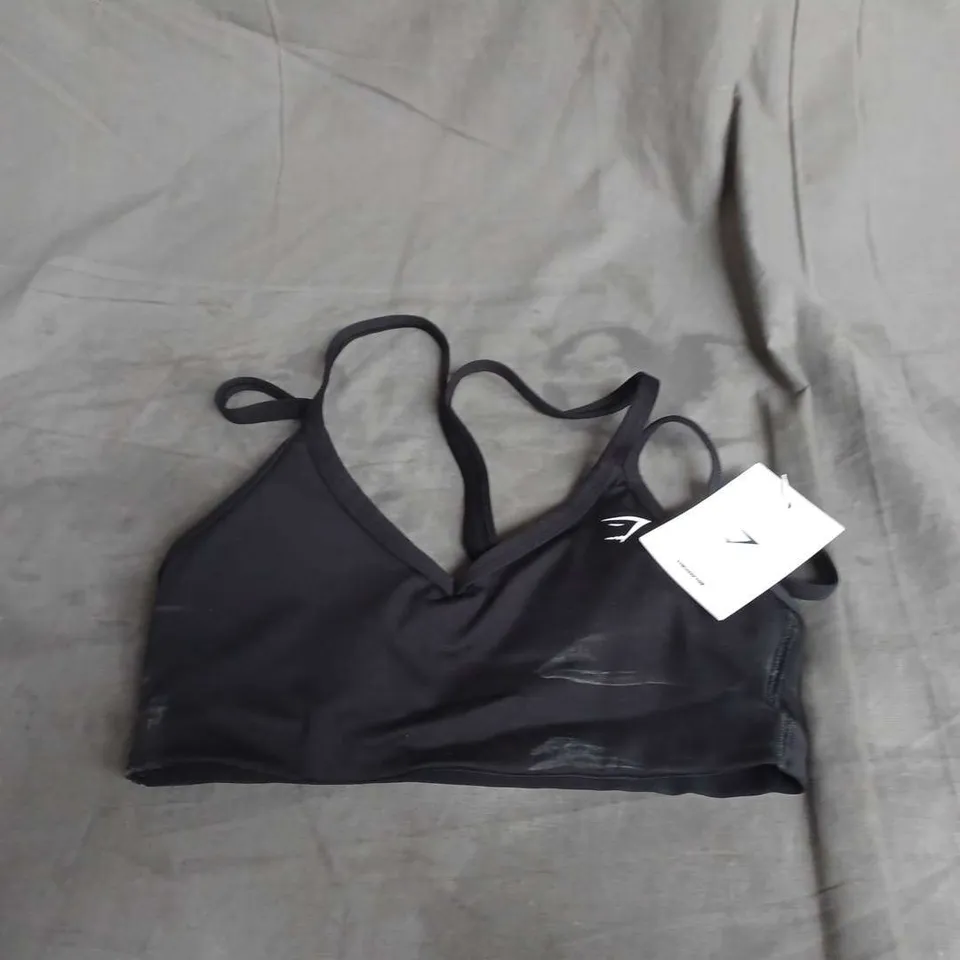 GYMSHARK STRAP FEATURE SPORTS BRA IN BLACK SIZE XS