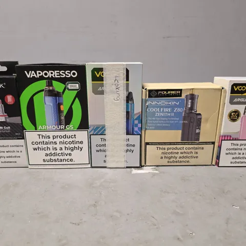BOX OF APPROXIMATELY 18 ASSORTED E-CIGARETTES PRODUCTS TO INCLUDE - VOOPOO , VAPORESSO , SMOK