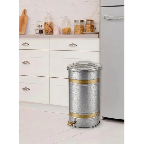 BOXED THELEN GALVIN STEEL 24 LITRE STEP ON RUBBISH BIN