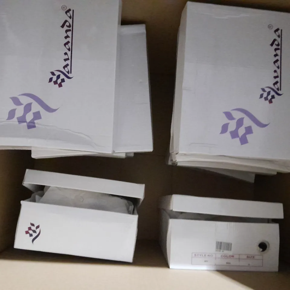 APPROXIMATELY 10 BOXED PAIR OF LAVANDA HEELED SHOES IN VARIOUS SIZES TO INCLUDE SIZE 37EU 