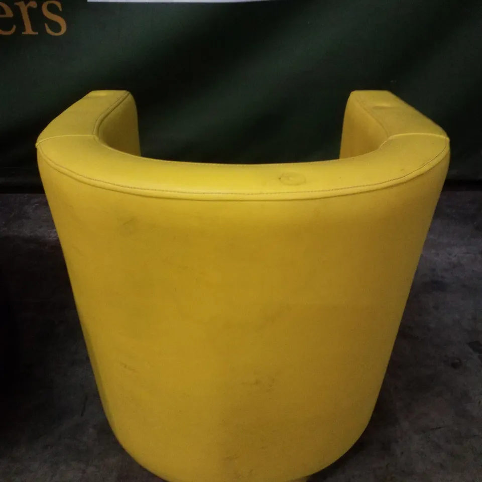 SET OF 4 BISTRO/CAFÉ LEATHER LOUNGE BUCKET CHAIRS - YELLOW, PINK, PURPLE & BLUE