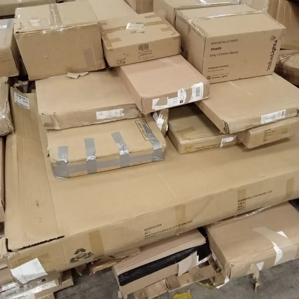 PALLET OF ASSORTED INCOMPLETE DESIGNER FURNITURE PARTS AND PIECES 