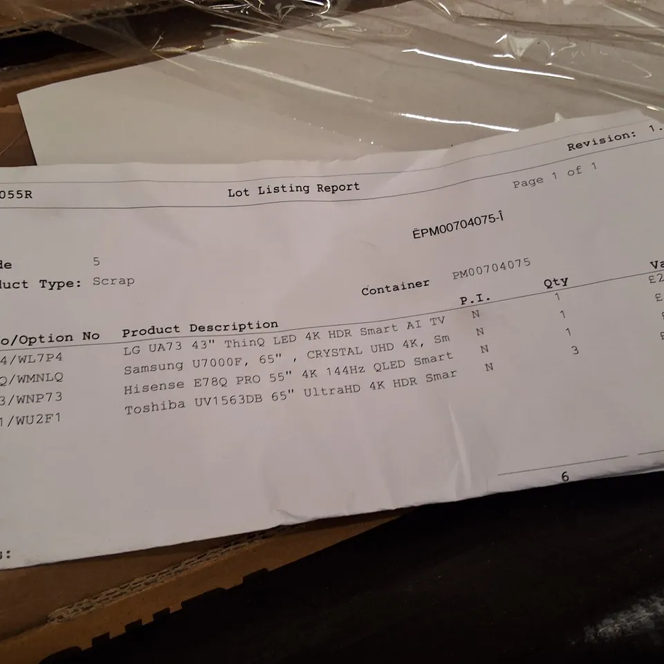 PALLET CONTAINING 6 ASSORTED DAMAGED TVS