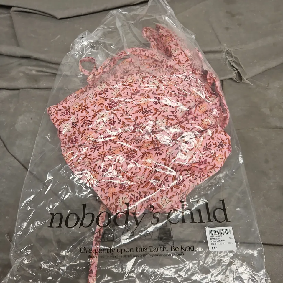 NOBODY'S CHILD WILLOW MIDI DRESS - PINK FLORAL, UK 10 