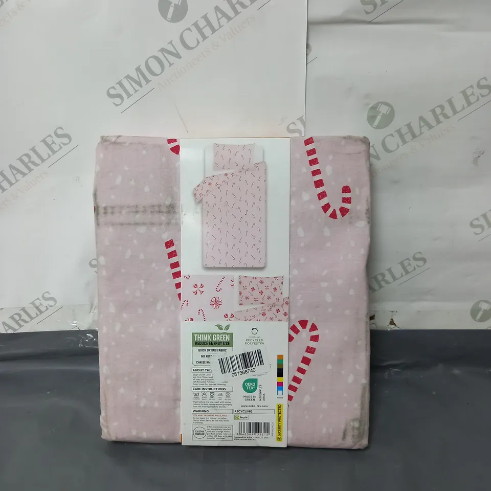 CHRISTMAS BY GEORGE HOME SINGLE PINK DUVET SET