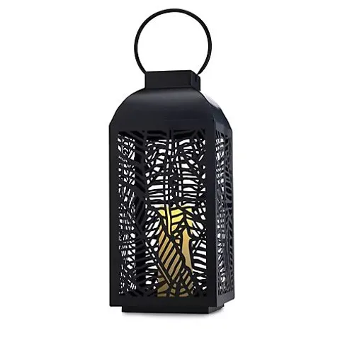 GARDEN STORIES 50CM LARGE METAL OUTDOOR LANTERN WITH LED CANDLE