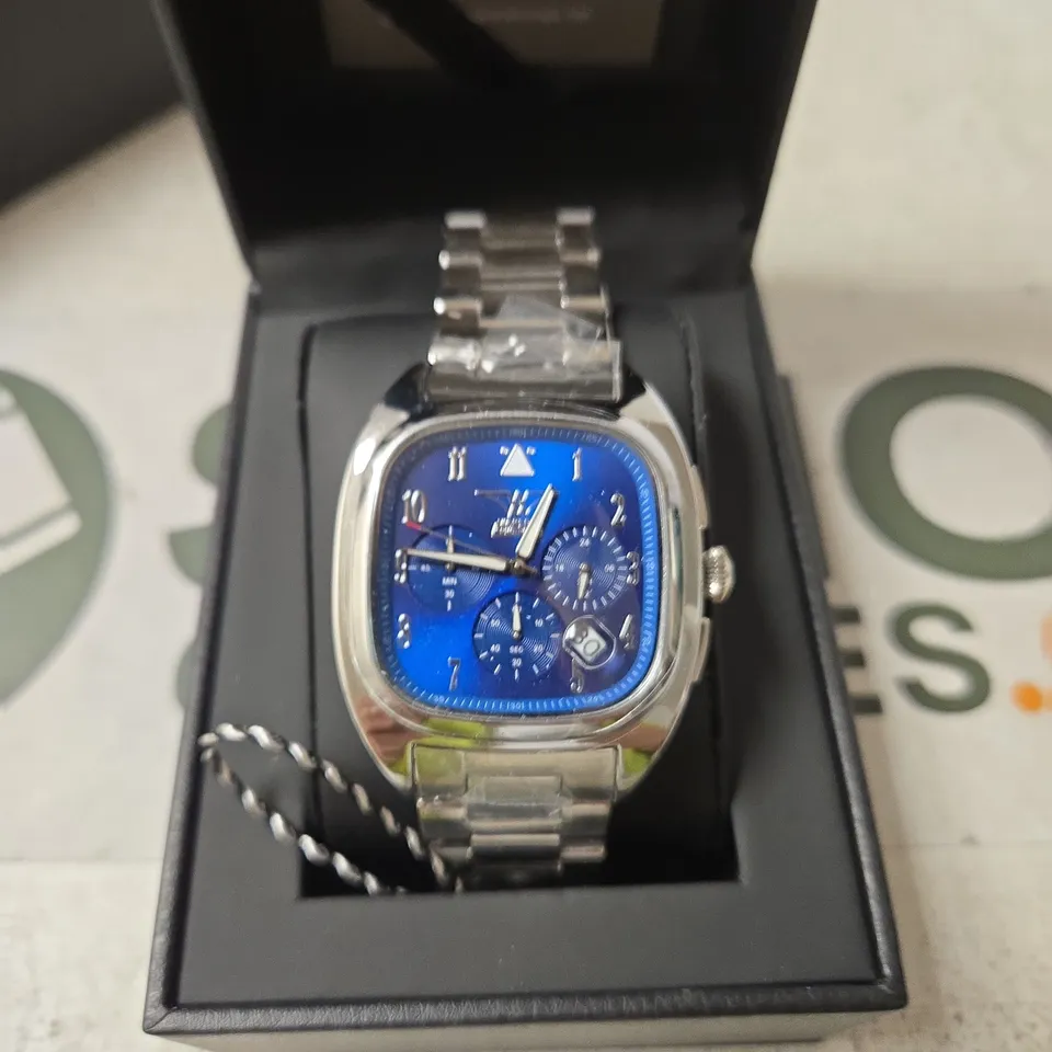 VICKERS ARMSTRONGS SILVER WATCH WITH BLUE FACE 
