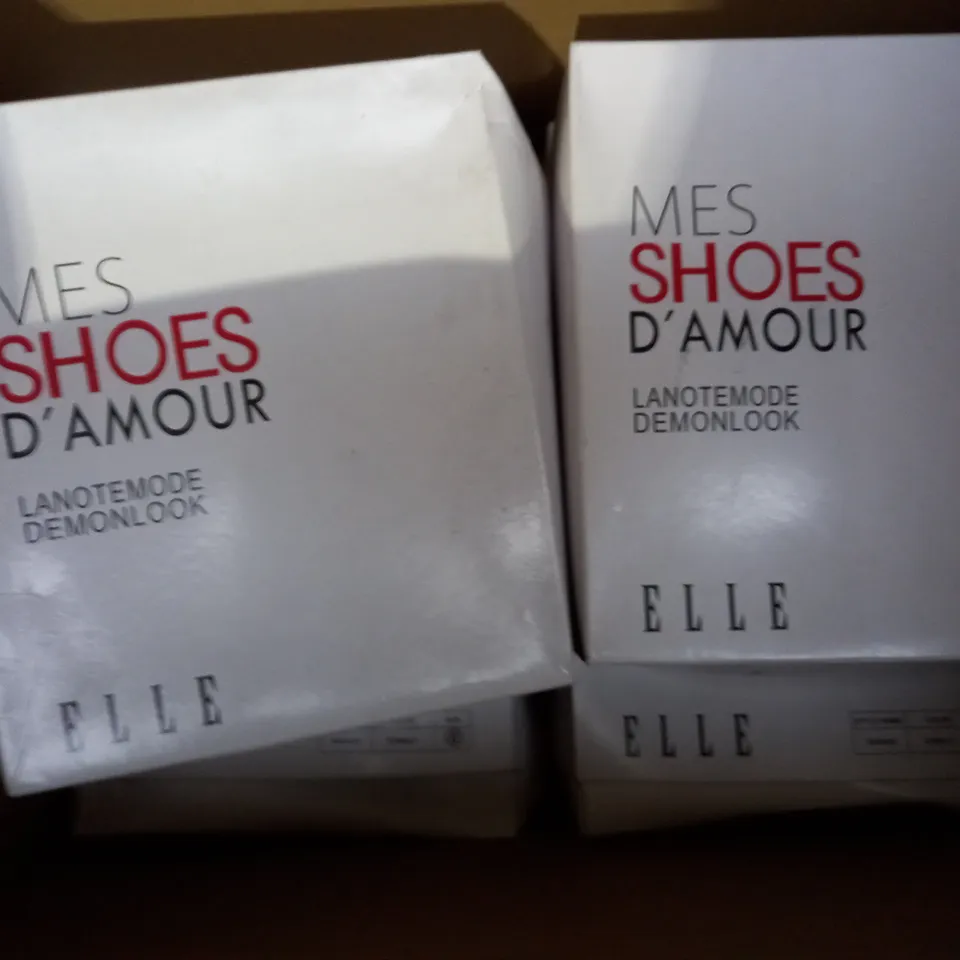 APPROXIMATELY 10 BOXED PAIR OF ELLE SASHAY HEELED OPEN TOE PLATFORM SHOES IN VARIOUS SIZES TO INCLUDE SIZE 8 