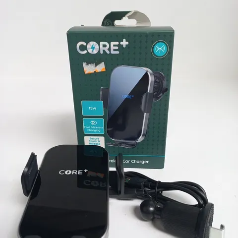 CORE+ 15W WIRELESS CAR CHARGER WITH PHONE HOLDER – BLACK