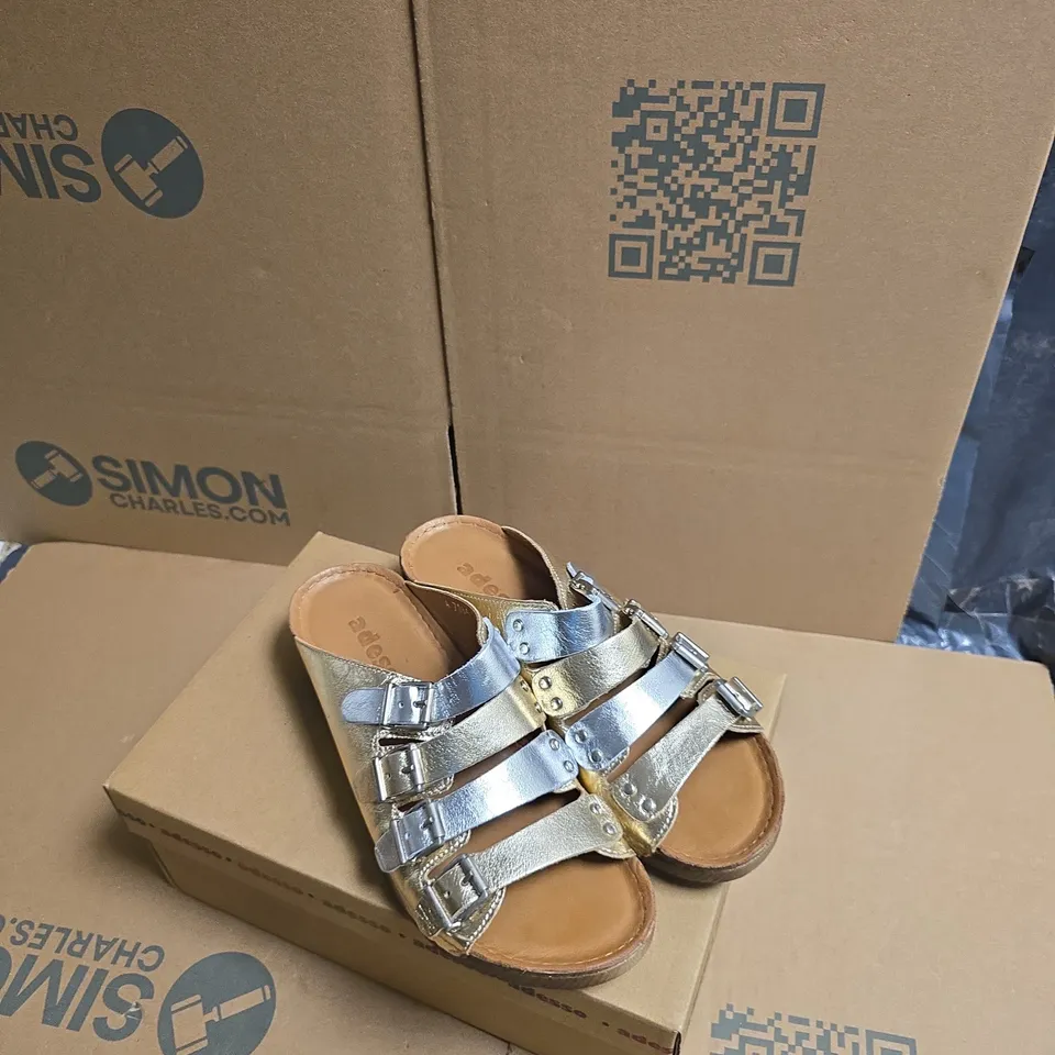 ADESSO WOMEN'S METALLIC SILVER SANDALS WITH BUCKLE STRAPS – SIZE NOT SHOWN UK 6