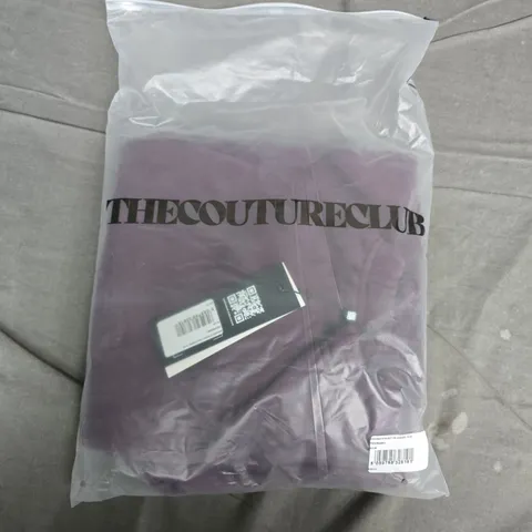 BAGGED THE COUTURE CLUB EMBOSSED STRAIGHT LEG JOGGERS – PLUM (UK 10)