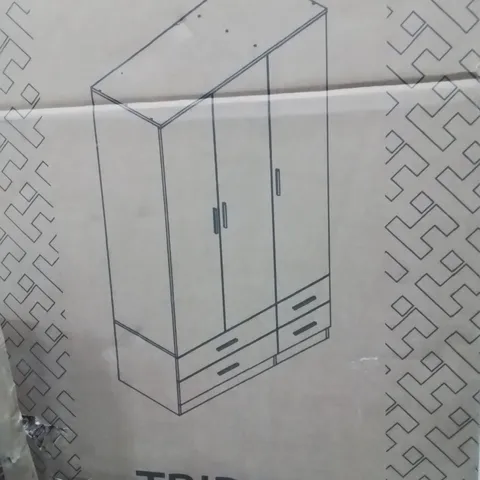 BOXED 3 DOOR 4 DRAWER WARDROBE STORAGE SHELF HANGING WARDROBE 